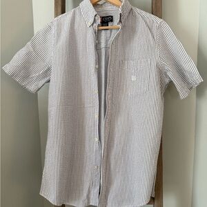 Chaps Men's Gray and White Casual Button-Down Shirt